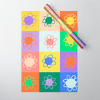 Floral checkerboard pattern Wrapping Paper Gallery Image 1