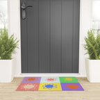 Floral checkerboard pattern Welcome Mat Gallery Image 3