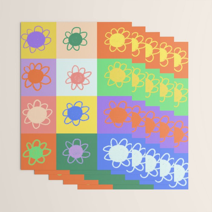 Floral checkerboard pattern Wrapping Paper Gallery Image 3