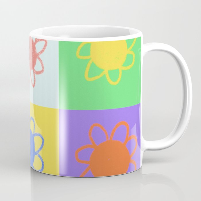Floral checkerboard pattern Coffee Mug Gallery Image 1