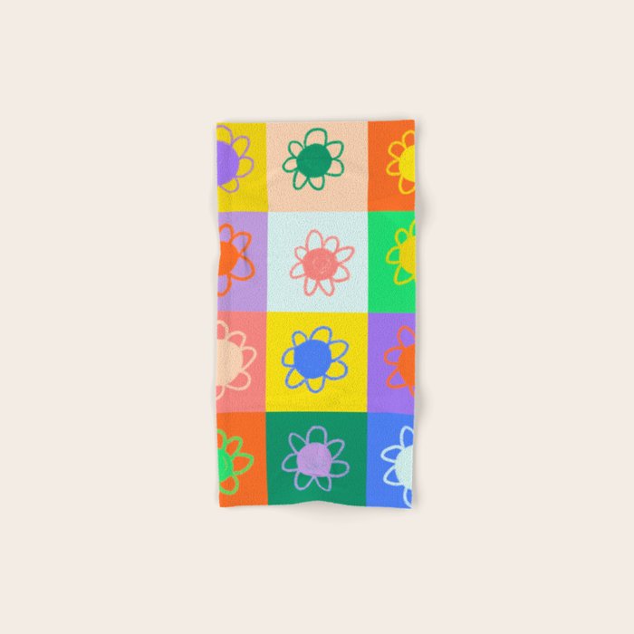 Floral checkerboard pattern Towels Gallery Image 1