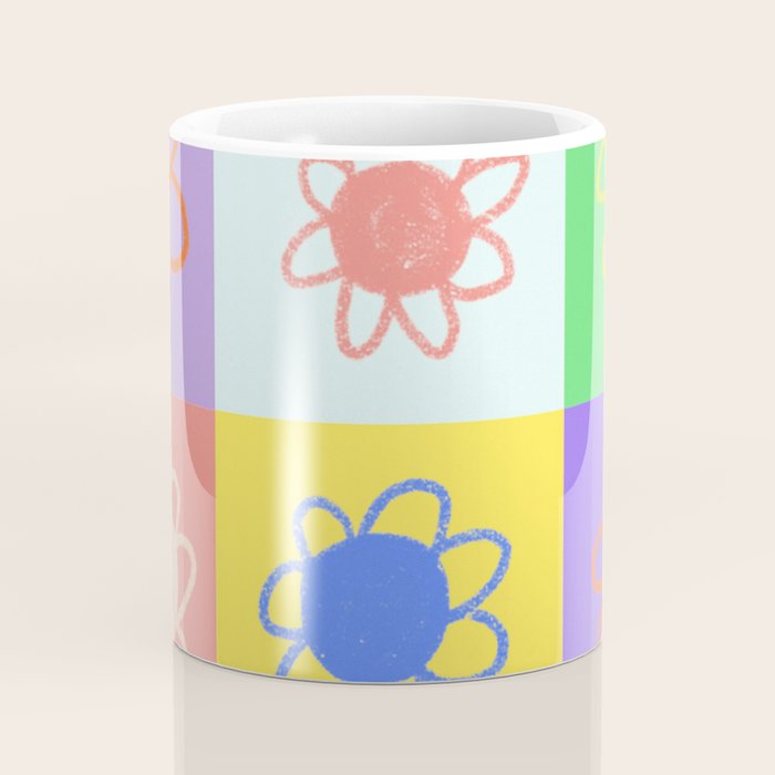 Floral checkerboard pattern Coffee Mug Gallery Image 4