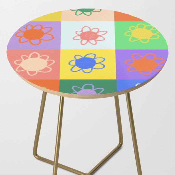 Floral checkerboard pattern Side Table Gallery Image 2