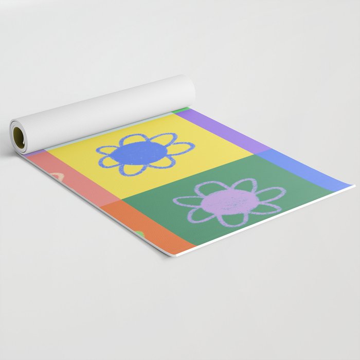 Floral checkerboard pattern Yoga Mat Gallery Image 2