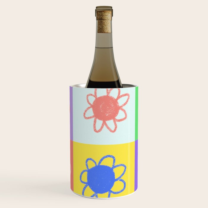 Floral checkerboard pattern Wine Chiller Gallery Image 1