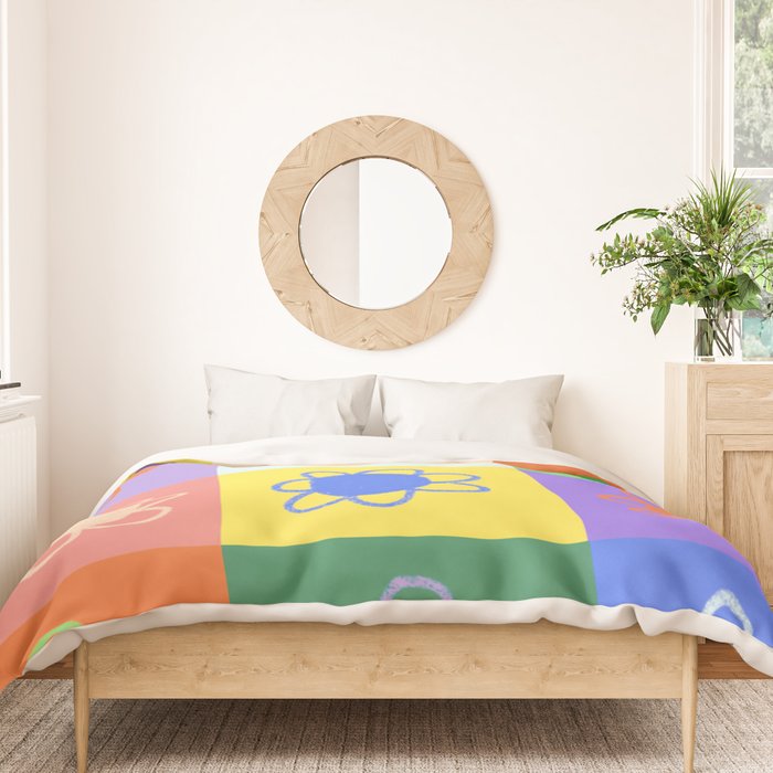 Floral checkerboard pattern Duvet Cover Gallery Image 3