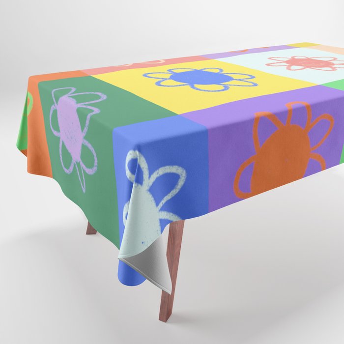 Floral checkerboard pattern Tablecloth Gallery Image 1