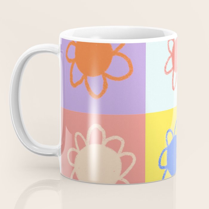 Floral checkerboard pattern Coffee Mug Gallery Image 3