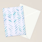 Baby blue and teal herringbone - watercolor brush strokes Stationery Card Gallery Image 2