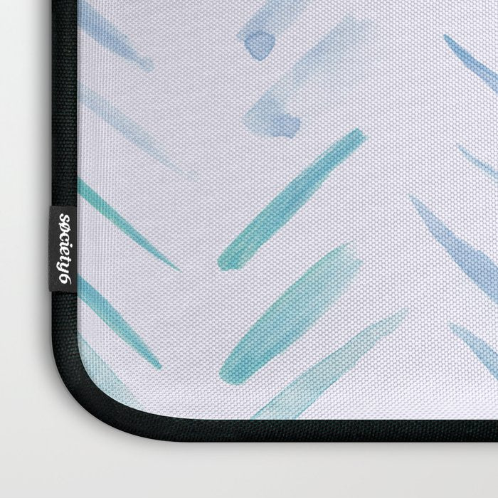 Baby blue and teal herringbone - watercolor brush strokes Laptop Sleeve Gallery Image 3