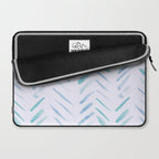 Baby blue and teal herringbone - watercolor brush strokes Laptop Sleeve Gallery Image 2