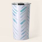 Baby blue and teal herringbone - watercolor brush strokes Travel Mug Gallery Image 1