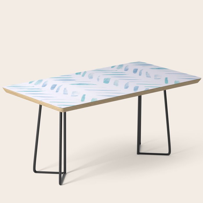 Baby blue and teal herringbone - watercolor brush strokes Coffee Table Gallery Image 1