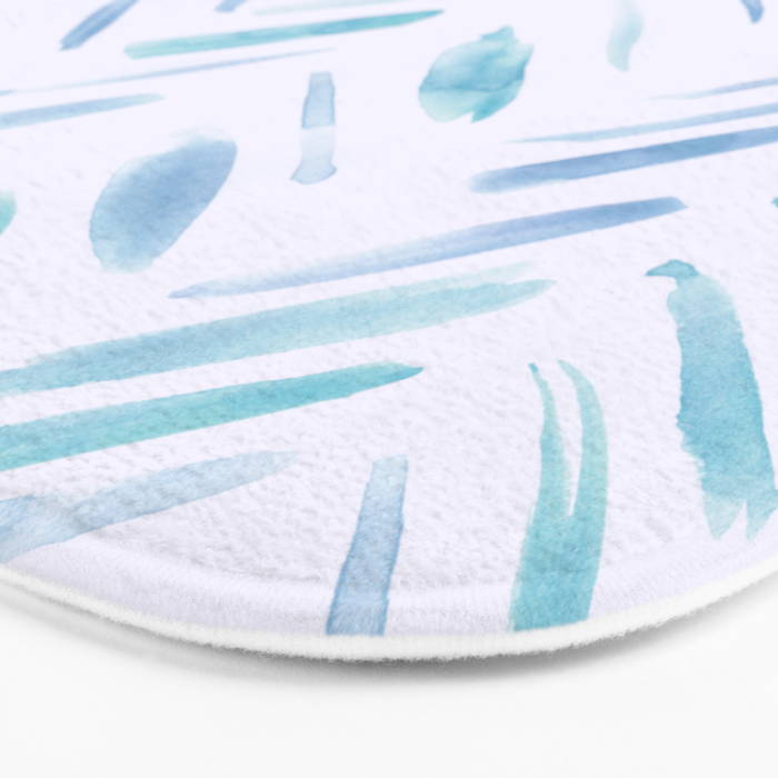 Baby blue and teal herringbone - watercolor brush strokes Bath Mat Gallery Image 3