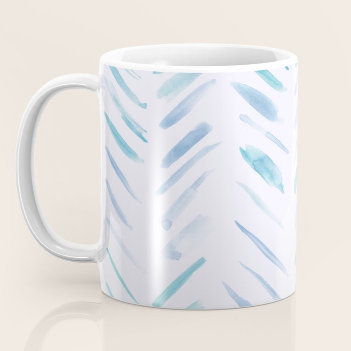 Baby blue and teal herringbone - watercolor brush strokes Coffee Mug Gallery Image 3