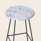 Baby blue and teal herringbone - watercolor brush strokes Stool Gallery Image 2