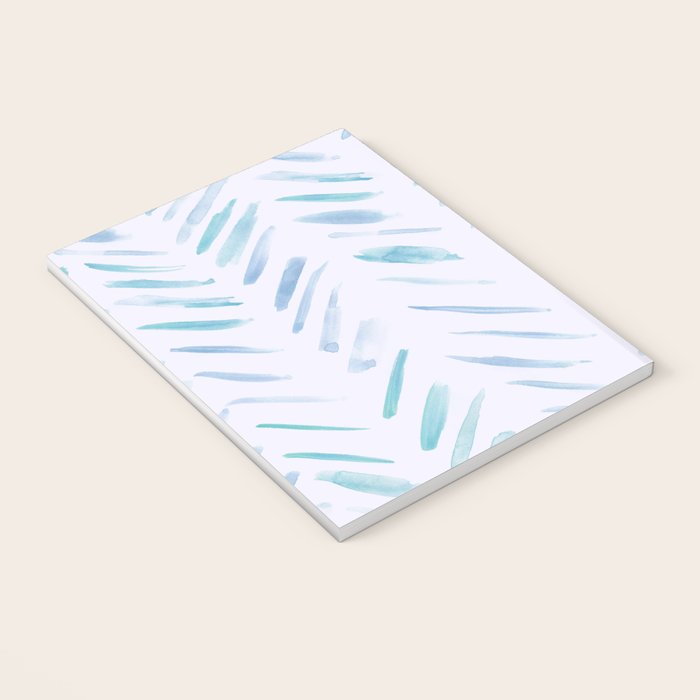Baby blue and teal herringbone - watercolor brush strokes Notebook Gallery Image 3