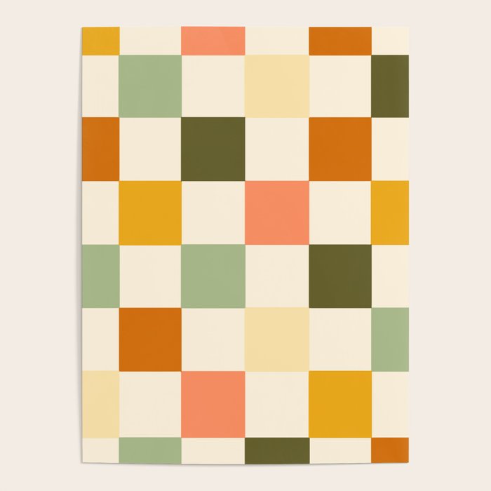 Vintage Checkerboard Pattern Poster Gallery Image 1