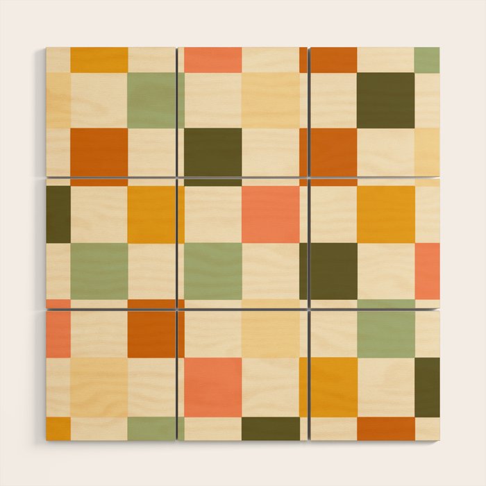 Vintage Checkerboard Pattern Wood Wall Art Gallery Image 1
