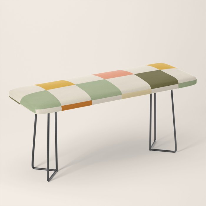 Vintage Checkerboard Pattern Bench Gallery Image 1