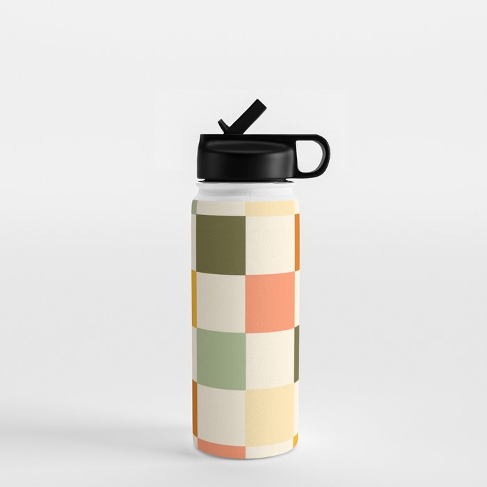 Vintage Checkerboard Pattern Water Bottle