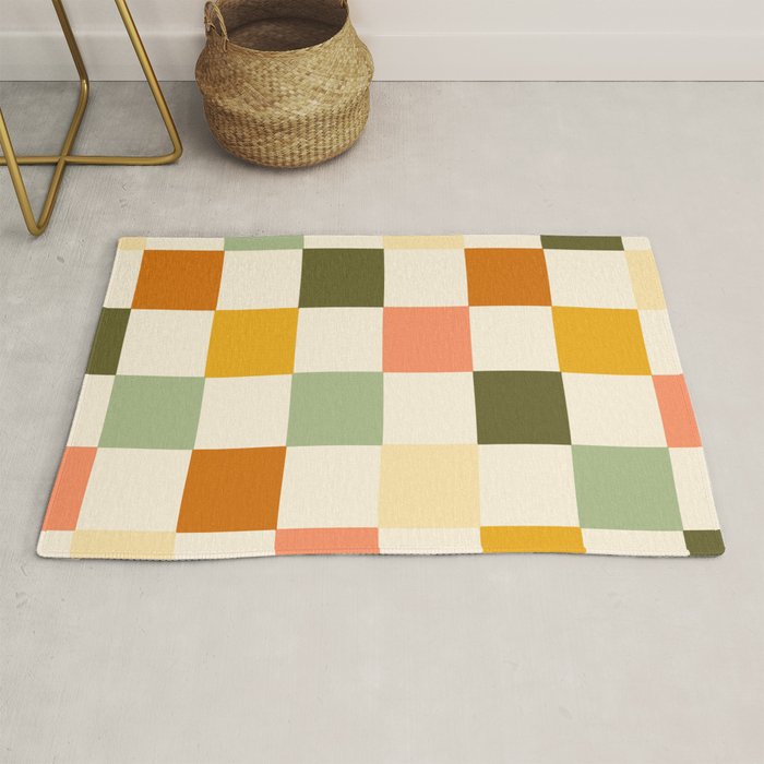 Vintage Checkerboard Pattern Rug Gallery Image 1
