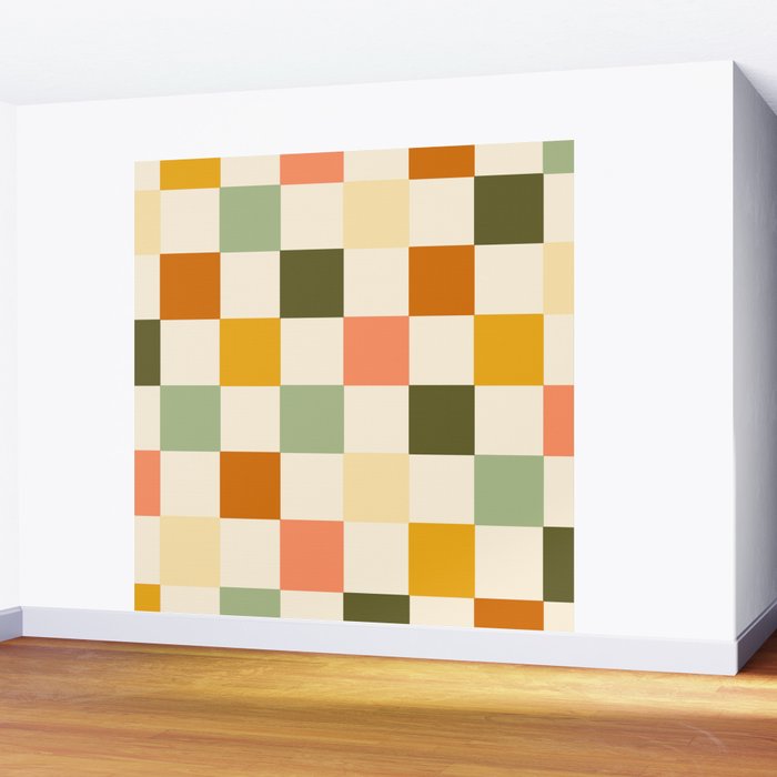 Vintage Checkerboard Pattern Wall Mural Gallery Image 2