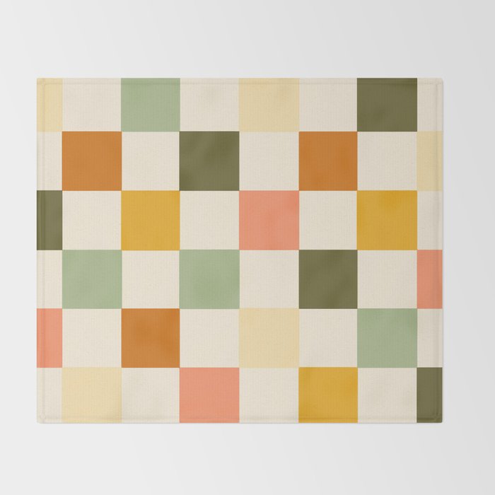 Vintage Checkerboard Pattern Throw Blanket Gallery Image 2