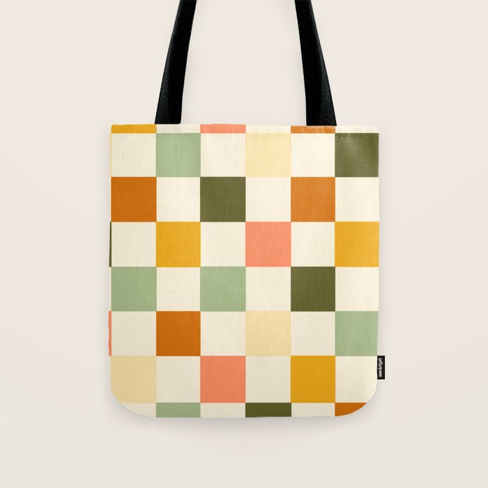 Vintage Checkerboard Pattern Tote Bag Gallery Image 1