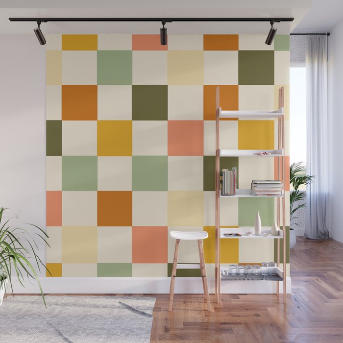Vintage Checkerboard Pattern Wall Mural Gallery Image 1