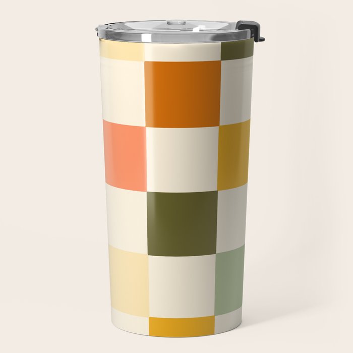 Vintage Checkerboard Pattern Travel Mug Gallery Image 2