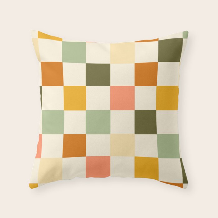 Vintage Checkerboard Pattern Throw Pillow Gallery Image 6