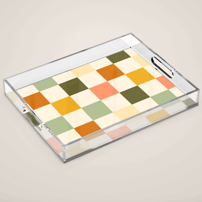 Vintage Checkerboard Pattern Acrylic Tray Gallery Image 1