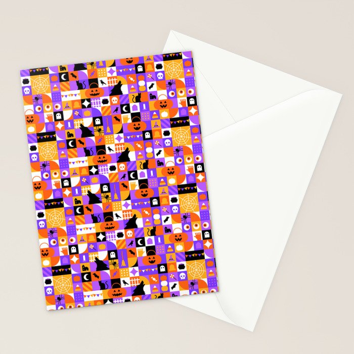 Geometric halloween mosaic pattern Stationery Card Gallery Image 2