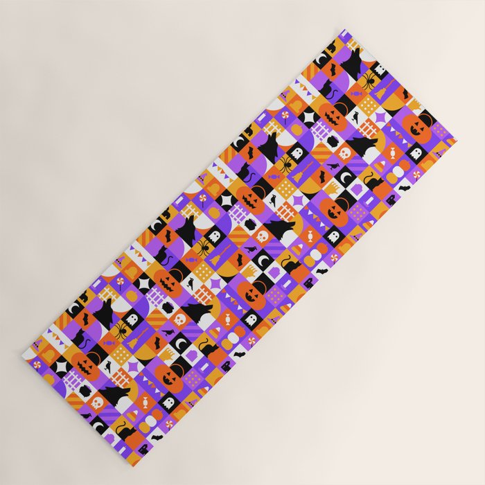 Geometric halloween mosaic pattern Yoga Mat Gallery Image 1