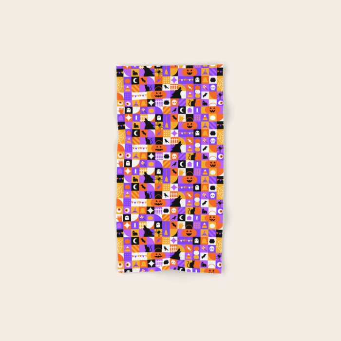 Geometric halloween mosaic pattern Bath Towel Gallery Image 1