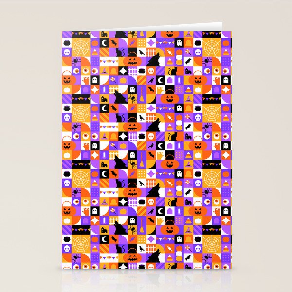 Geometric halloween mosaic pattern Stationery Card Gallery Image 1