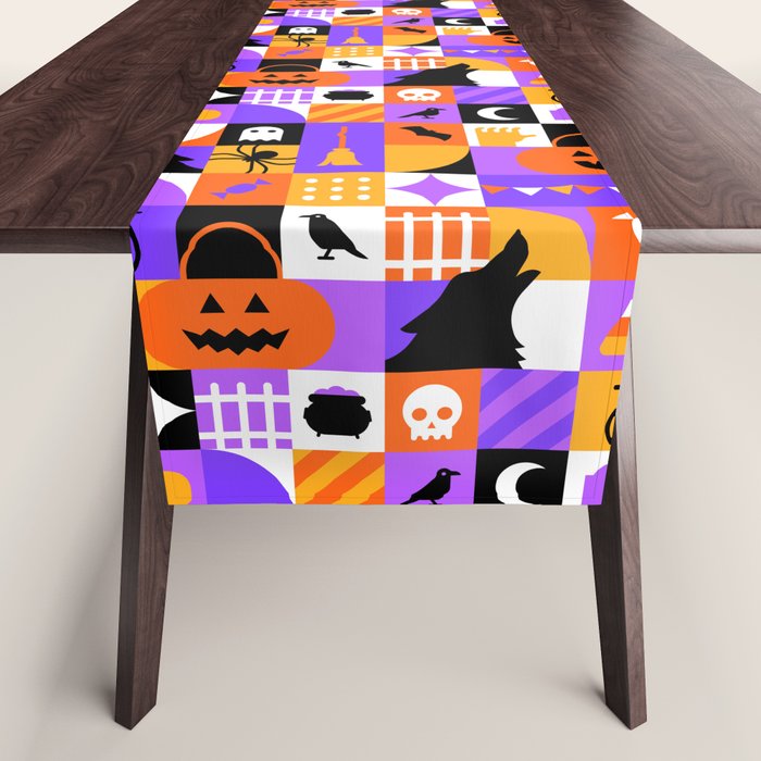 Geometric halloween mosaic pattern Table Runner Gallery Image 1