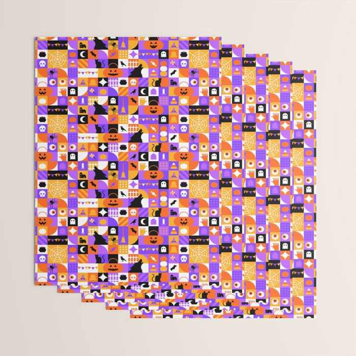 Geometric halloween mosaic pattern Wrapping Paper Gallery Image 3