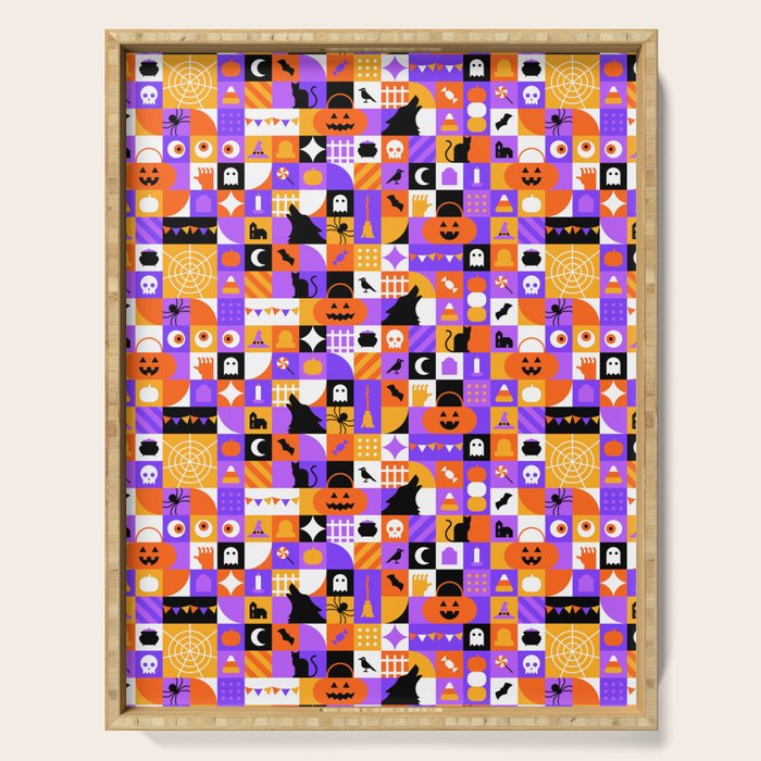 Geometric halloween mosaic pattern Serving Tray Gallery Image 1