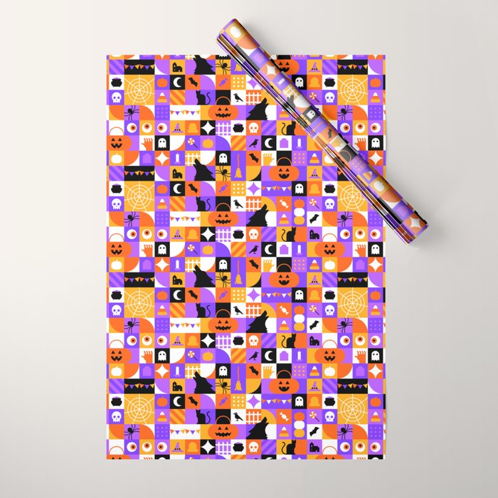 Geometric halloween mosaic pattern Wrapping Paper Gallery Image 1