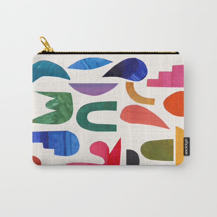 'Night Garden' Abstract Colorful Paper Collage Mid Century Fun Minimal Shapes by Ejaaz Haniff Carry All Pouch Gallery Image 1