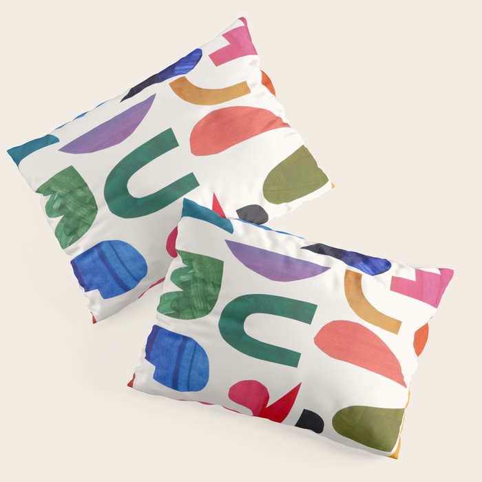 'Night Garden' Abstract Colorful Paper Collage Mid Century Fun Minimal Shapes by Ejaaz Haniff Pillow Sham Gallery Image 3