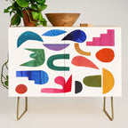 'Night Garden' Abstract Colorful Paper Collage Mid Century Fun Minimal Shapes by Ejaaz Haniff Credenza Gallery Image 1