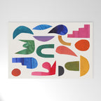 'Night Garden' Abstract Colorful Paper Collage Mid Century Fun Minimal Shapes by Ejaaz Haniff Welcome Mat Gallery Image 1
