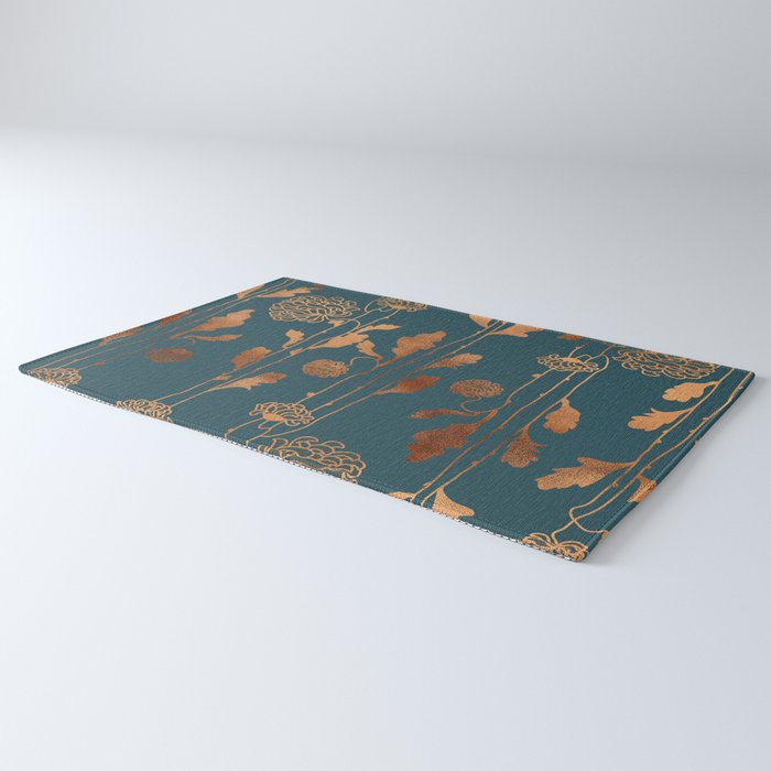 Art Deco Copper Flowers  Rug Gallery Image 3