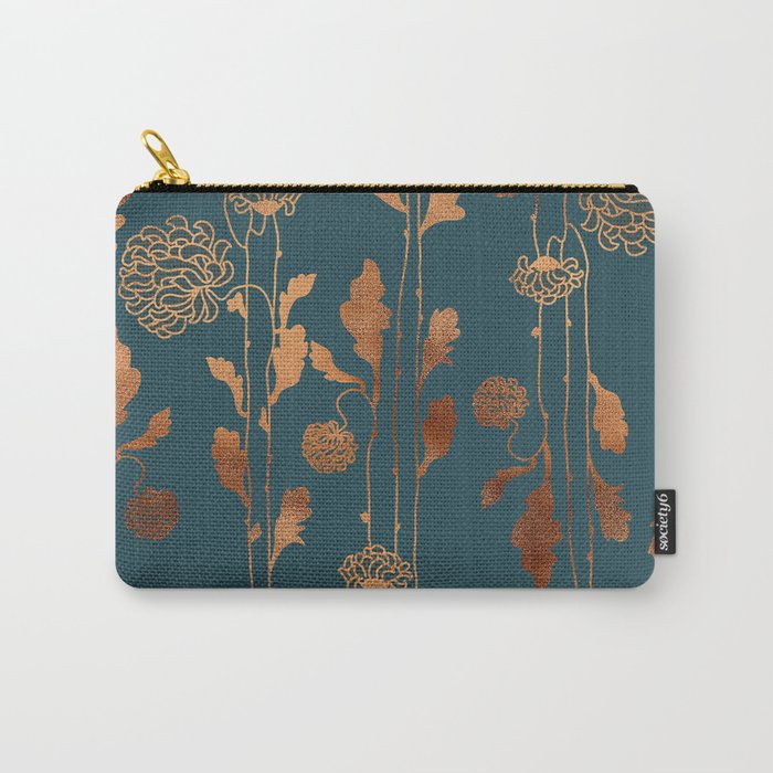 Art Deco Copper Flowers  Carry All Pouch Gallery Image 1