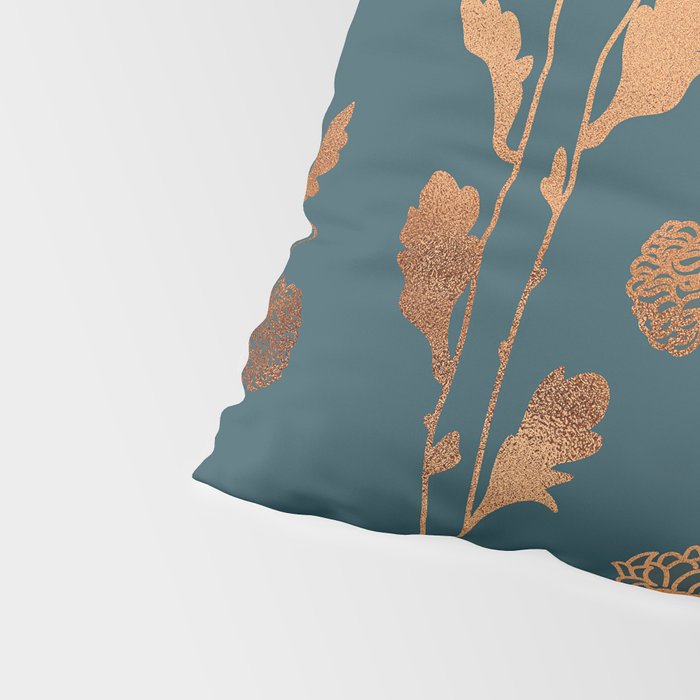 Art Deco Copper Flowers  Pillow Sham Gallery Image 4