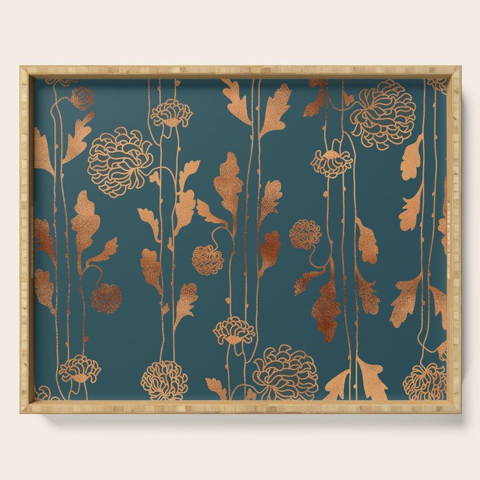 Art Deco Copper Flowers  Serving Tray Gallery Image 1