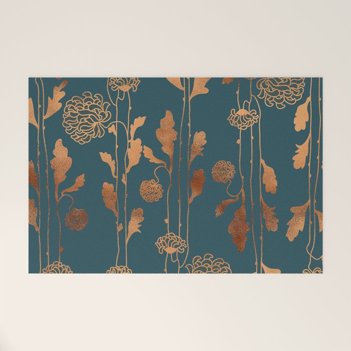 Art Deco Copper Flowers  Welcome Mat Gallery Image 1